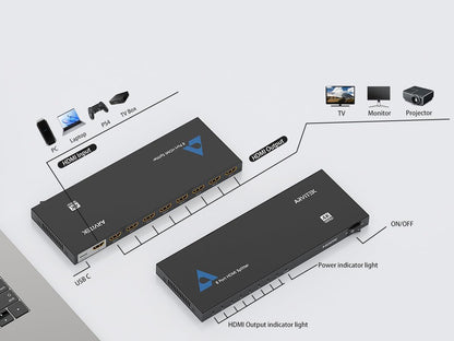 HDMI Splitter 1 in 4 Out,Arvitek 1x4 HDMI Splitter,4K@30Hz,Duplicates 1 Source to 4 Displays Simultaneously,for Laptop/Xbox/PS4/TV/Monitor,Metal Housing,Plug & Play (Mirror Only)