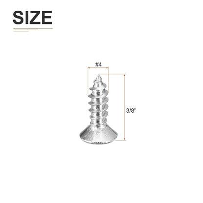 DTGN 100Pcs #6x1/2 Flat Head Wood Screws, 304 Stainless Steel Phillips Self Tapping Screws - Good for Woodworking, Furniture - Silver