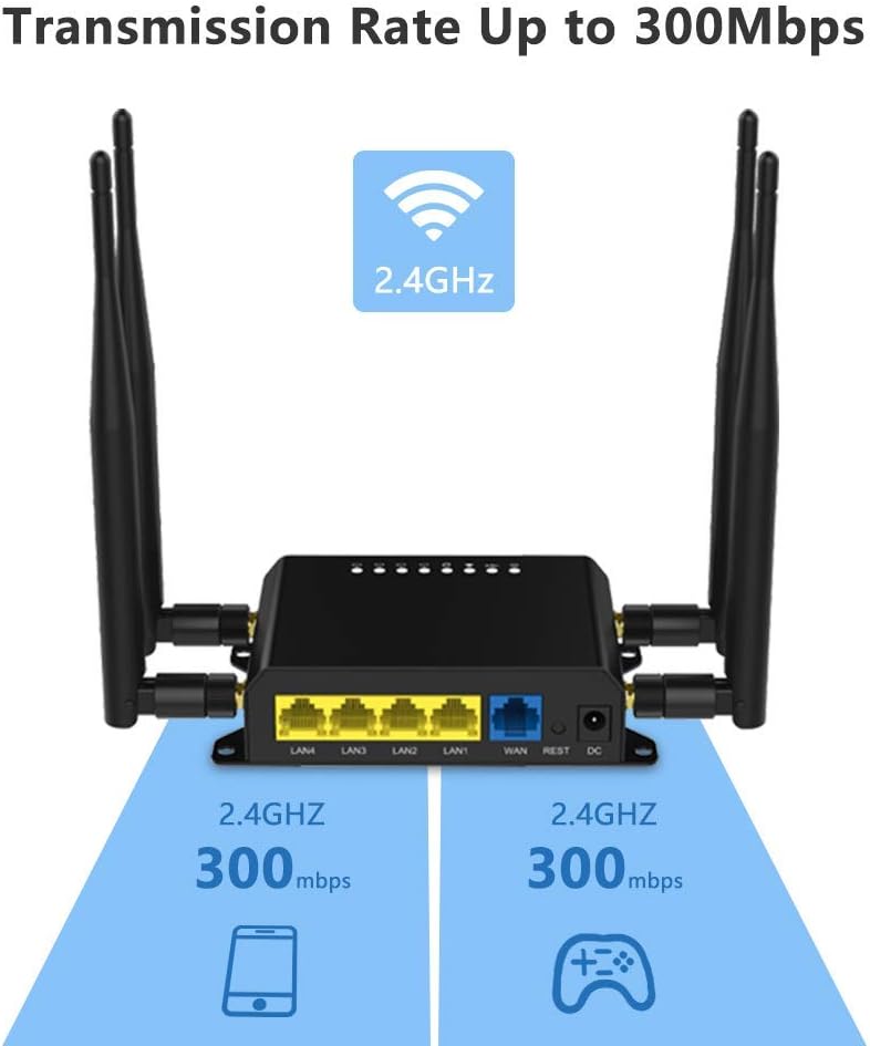 Wiflyer 4G LTE Wireless WiFi Verizon Router, 300 Mbps Best Hotspot with SIM Card Slot and USB Tethering for Home,RV，WE826-Q