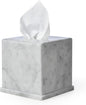 HAMAKAWA Natural Marble Tissue Box Cover, Carrara White Tissue Organizer 6 Inch, Heavy Stone Decorative Box, Square Tissue Box Holder for Home Decor, Kitchen, Bathroom, Bedroom