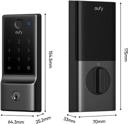 eufy Smart Lock E30, Fingerprint Keyless Entry Door Lock, Smart Door Lock for Front Door, Supports Matter, Apple Home, Alexa, Google Home, SmartThings