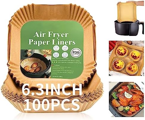 GOFFUGT Air Fryer Disposable Paper Liner,100PCS Round Airfryer Paper Liners,9" Natural Parchment Paper for Air Fryer Oil-Proof Water-Proof,Food Grade Parchment for AirFryer,Steamer,Microwave Etc