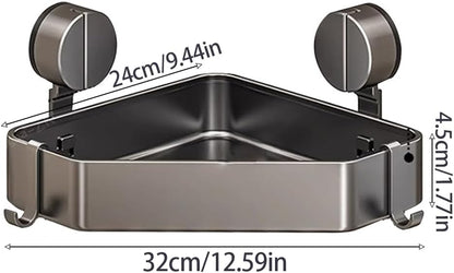 2Pcs Corner Shower Caddy No Drill Rustproof Aluminum Space-Saving Strong Suction Cup Diamond Design Bathroom Shelf Organizer, with 4 Hooks Bathroom Shampoo Holder
