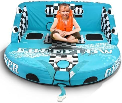 SereneLife Heavy-Duty Inflatable Towable Booster Tube - Water Tube Boating Float Tow Raft, Watersports Inflatable Pull Boats/Tubes/Towables w/Foam Seats, PVC Bladder, Handles