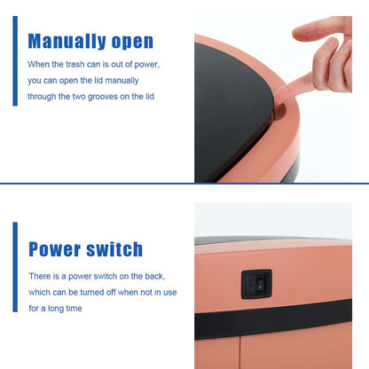 13 Gallon 50 Liter Garbage Can Kitchen Trash Can with Lid Automatic Sensor Touch Free Stainless Steel Waste Bin for Bathroom Bedroom Home Office,Black