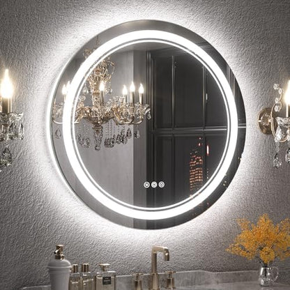 Keonjinn 40 x 32 Inch LED Bathroom Mirror with Acrylic, Backlit Mirror Anti-Fog, Lighted Bathroom Mirror for Wall, CRI90 High Definition Dimmable Large Makeup Mirror(Horizontal/Vertical)