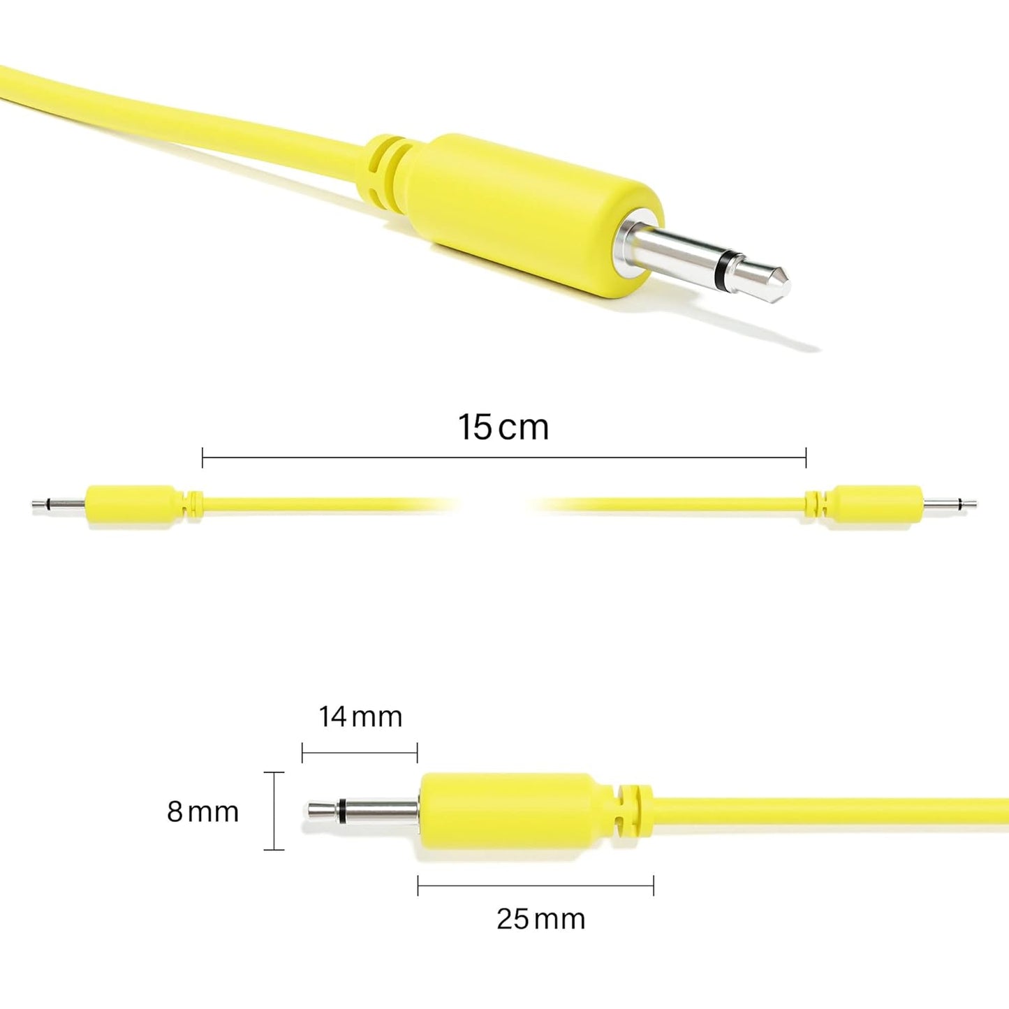 ExcelValley - 5-Pack - Mono Modular Patch Cables - TS 3.5mm 1/8" Eurorack Synthesizer [Black | 60 cm - 23.62"]