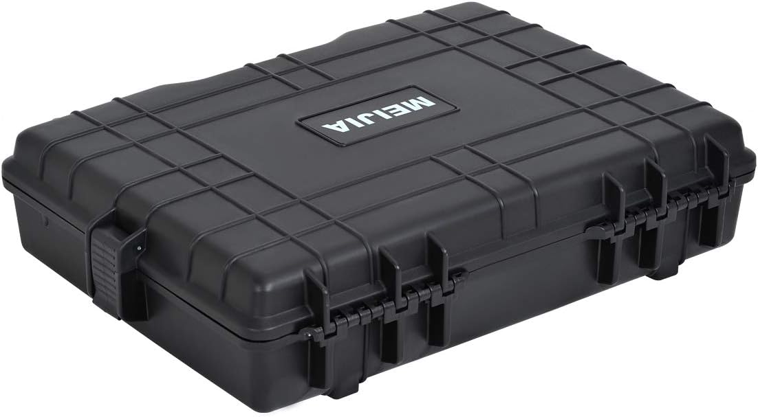 MEIJIA Portable Waterproof Protective Hard Case,Camera Case with Customizable Fit Foam Inserted, Elegant Black (9.17"x 7.56"x4.33")