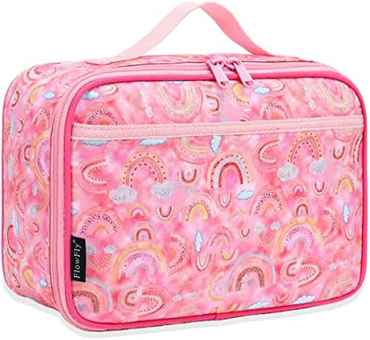FlowFly Kids Lunch Box Insulated Soft Bag Mini Cooler Back to School Thermal Meal Tote Kit for Girls, Boys, Black