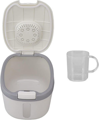 Rice Container, Bug Proof Rice Storage Bin, Odorless Airtight Rice Box with Clear Window for Grains Sugar Flour (S Gray (5kg/11.0lb))