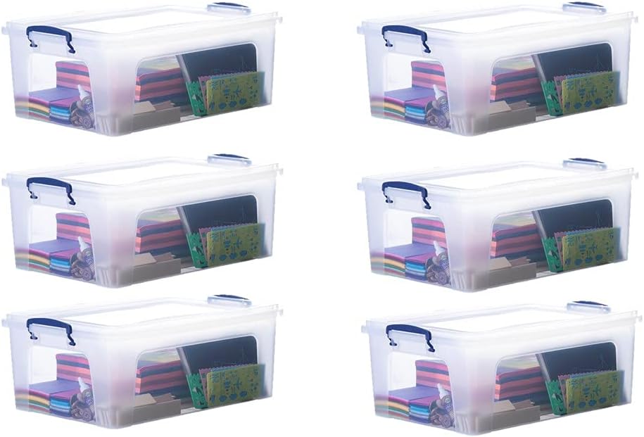 Superio Storage Bins with Lids- 3 Pack, 1.85 Qt Clear Boxes for Organizing, Stackable Plastic Containers- BPA Free, Non-Toxic, Odor Free, Organizer for Home, Office, Dorm