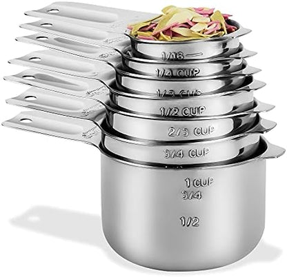 Measuring Cups and Spoons Set, Copper Measuring Cups and Spoons Set for Dry & Liquid, Metric&US 7 Stainless Steel MeasureR Cup&9 Spoon Leveler & Measure Enquivalents for Kitchen & Baking