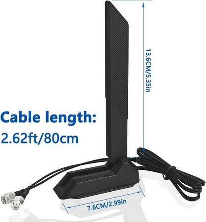 Gintai WiFi 6E Tri-Band Antenna 6GHz 5GHz 2.4GHz Magnetic Base with 2.6ft Extension Cable Gaming WiFi Antenna for PC Desktop Computer ASUS Rog Strix,B550 Motherboard,z790 Card 6E Card,WiFi Router Card