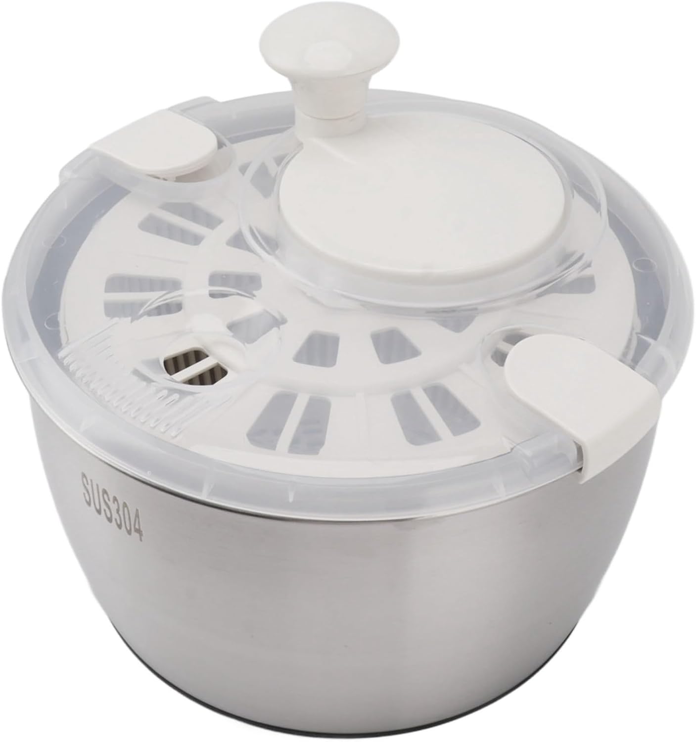 Stainless Steel Salad Spinner Salad Spinner, Stainless Steel Salad Spinner Manual Rotation Large Capacity Double Layer Easy to Use, with Double Layer Bowl for Fruits and - PuriLite