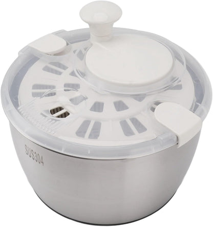 Stainless Steel Salad Spinner Salad Spinner, Stainless Steel Salad Spinner Manual Rotation Large Capacity Double Layer Easy to Use, with Double Layer Bowl for Fruits and - PuriLite
