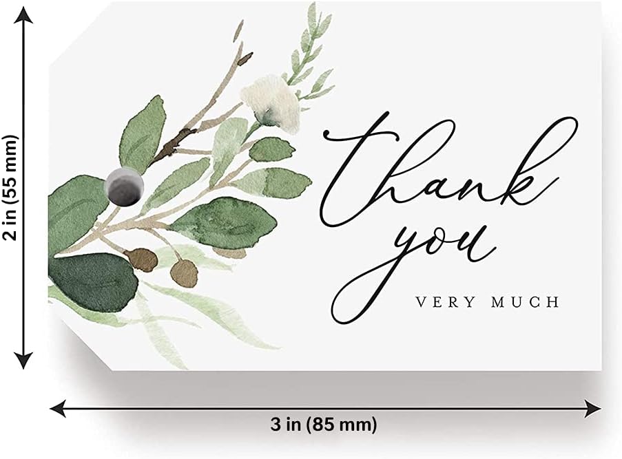 Bliss Collections Thank You Cards - Cards for Weddings, Receptions, Bridal Showers, Baby Showers, Graduations, Special (Rustic Greenery - 25 pieces)