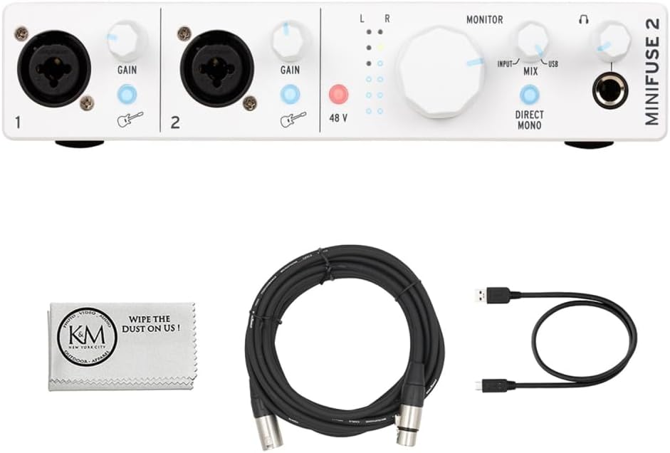 Arturia MINIFUSE2WH Minifuse2 Compact USB Interface White | White, 2 inputs, USB-C audio interface, 24-bit/192kHz, Preamps, Software bundle