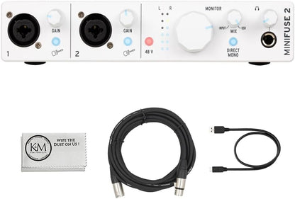 Arturia MINIFUSE2WH Minifuse2 Compact USB Interface White | White, 2 inputs, USB-C audio interface, 24-bit/192kHz, Preamps, Software bundle