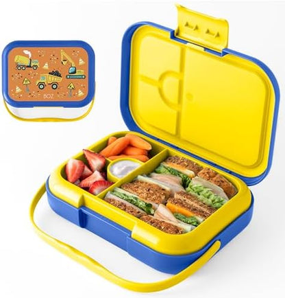BOZ Kids Bento Lunch Box - 4 Compartment Kids Lunch Containers for Ages 3 to 7 - Leak Proof, Dishwasher Safe