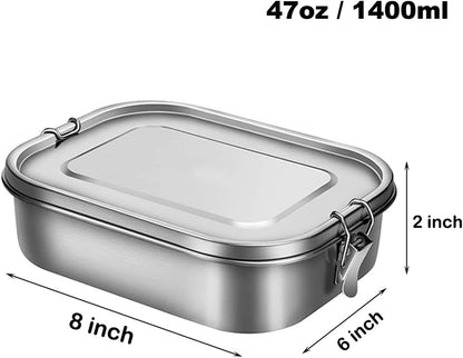UPTRUST Leak Proof Stainless Steel Bento Lunch Container, (47OZ/1400ML) Metal Bento Lunch Box for Kids or Adults, 3 Compartment Packing Box for Work Lunch