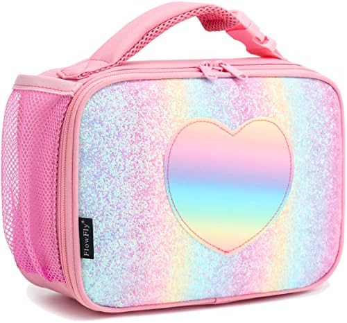 FlowFly Kids Lunch Box Insulated Soft Bag Mini Cooler Back to School Thermal Meal Tote Kit for Girls, Boys, Black