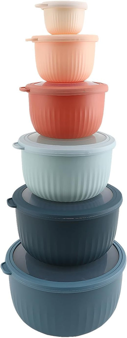 COOK WITH COLOR Prep Bowls with Lids- 8 Piece Nesting Plastic Small Mixing Bowl Set with Lids (Teal Ombre)