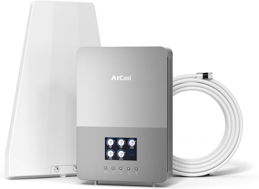 Atcall Cell Phone Booster for House, Up to 5,000 Sq Ft, Smart LCD Monitor, Band 12/17/13/5/2/25/4/66, 5G Compatible with All Canadian Carriers Rogers Bell TELUS, ISED Approved