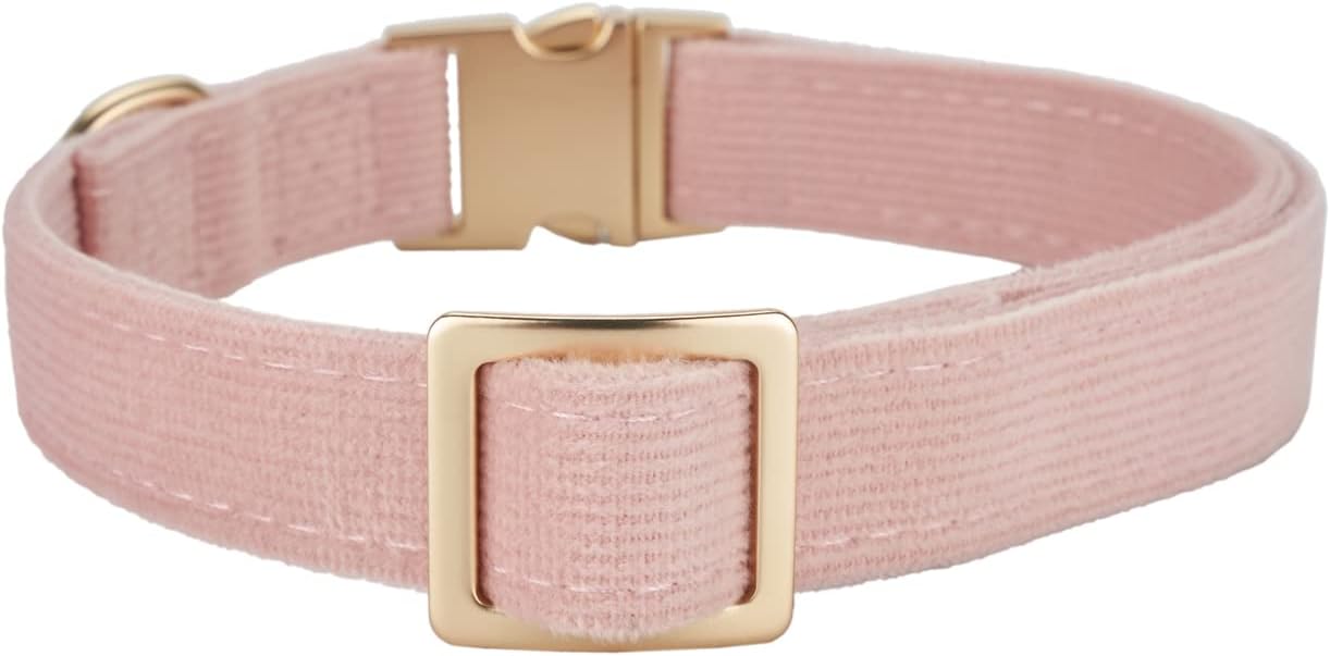YUDOTE Soft Cotton Dog Collar with Metal Buckle Adjustable Heavy Duty Comfy Corduroy Collars for Small Medium Large Dogs,Black,Small