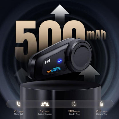 Fodsports FX6 Motorcycle Bluetooth Headset – 6 Riders Group Intercom 1000m Range, Helmet Communication System with Noise Cancellation, Voice Dial & Ride-While-Charging (2 Pack)