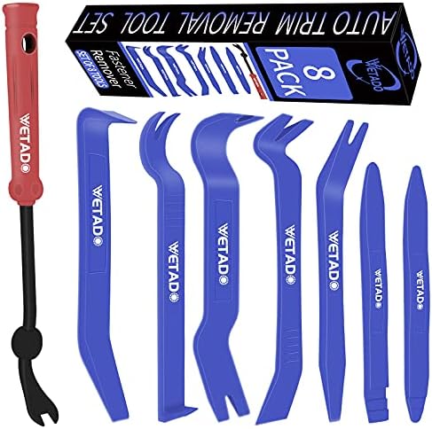 Wetado Trim Removal Tool, Car Upholstery Repair Kit, Car Door Audio Panel Trim Removal Set, Fastener Terminal Remover Tool Set Clips Pry Kit Auto Clip Pliers (8PCS Red)
