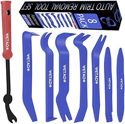 Wetado Trim Removal Tool, Car Upholstery Repair Kit, Car Door Audio Panel Trim Removal Set, Fastener Terminal Remover Tool Set Clips Pry Kit Auto Clip Pliers (8PCS Red)