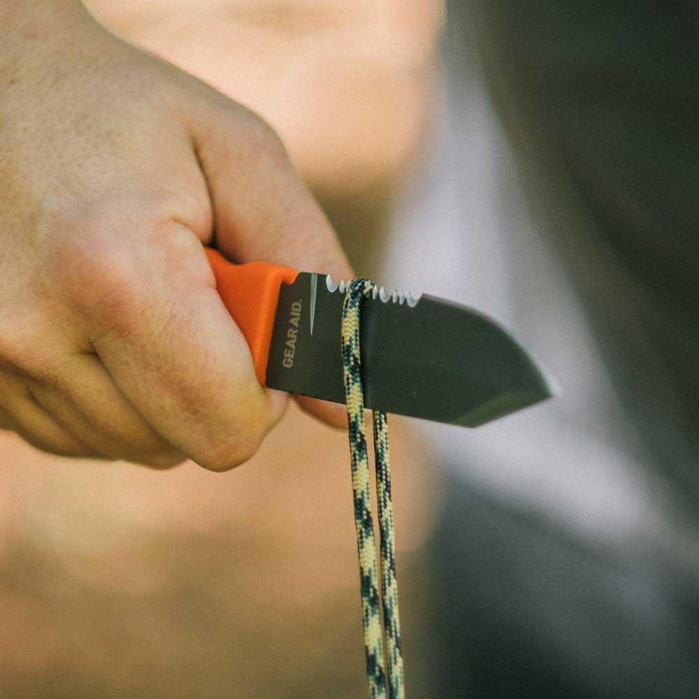GEAR AID Buri Drop Point Knife with Sheath, Orange, 3” Blade