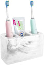 Marble Style Electric Toothbrush Holder with 3 Slots, Resin Toothbrush and Toothpaste Countertop Organizer, Ink White - PuriLite