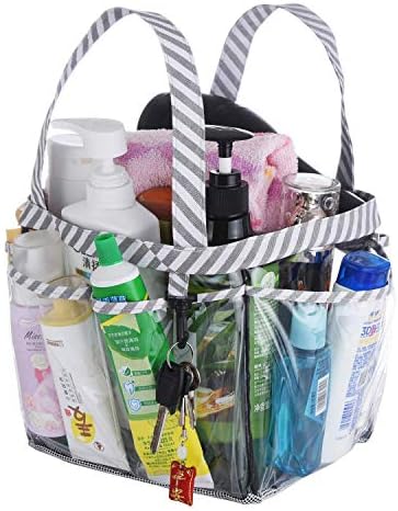 Mesh Shower Caddy Tote, Large College Dorm Bathroom Caddy Organizer with Key Hook and 2 Oxford Handles, Quick Hold, 8 Basket Pockets for Camp Gym