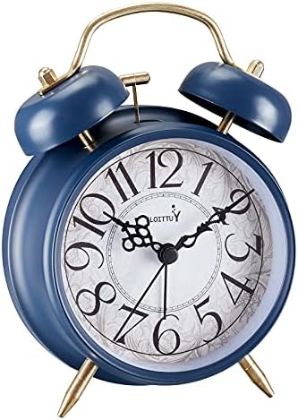 FLOITTUY Loud Alarm for Deep Sleepers 4'' Retro Twin Bell Alarm Clock with Backlight for Bedroom and Home Decoration(Retro White)