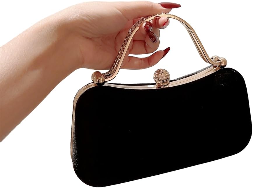 MZRAN Bags for Women, Women Rhinestones Handle Clutch Purse Velvet Handbag Evening Handbags Clutch Purse Wedding Party Bags - PuriLite