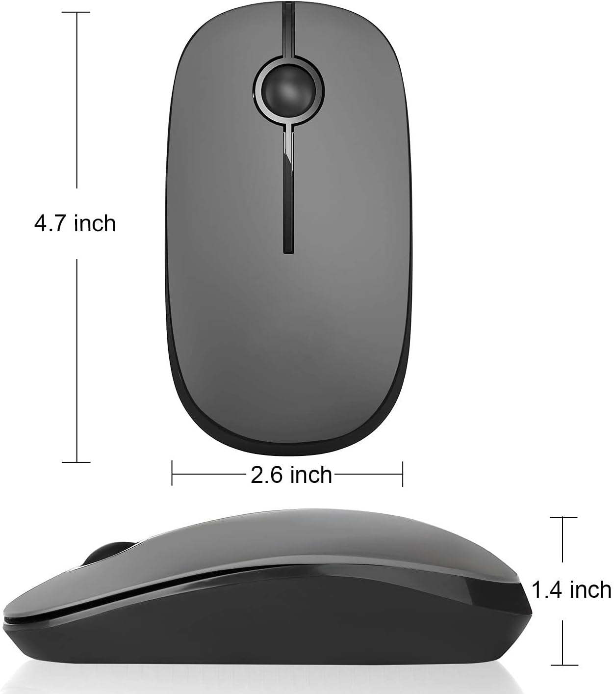 Wireless Mouse, Vssoplor 2.4G Slim Portable Computer Mice with Nano Receiver for Notebook, PC, Laptop, Computer-Black and Silver