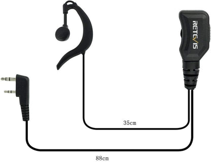 Retevis Walkie Talkie Earpiece with Mic, Volume Control, 2 Pin, for RetevisRT21 RT68H H777H H777, Compatible with Baofeng BF-888S Kenwood Walkie Talkies, Two Way Radio Earpiece(10 Pack)