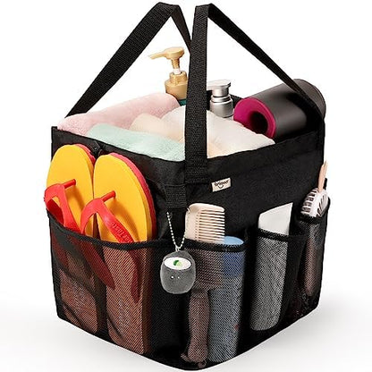 famichan Mesh Shower Caddy Portable, Dorm Room Essentials for College Students, Large Capacity with 8 Pockets Shower Bag for Camping,Swimming,Gym,Travel