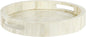 Handicrafts Home 12” Round Decorative Tray – White Bone Inlay Marble Ottoman & Coffee Table Tray with Handles, Modern Farmhouse Centerpiece & Living Room Organizer - PuriLite