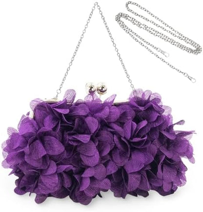 JAMBHALA Clutch Evening Handbags Floral Appliques Small Clutch Purses for Women