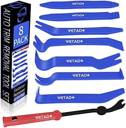 Wetado Trim Removal Tool, Car Upholstery Repair Kit, Car Door Audio Panel Trim Removal Set, Fastener Terminal Remover Tool Set Clips Pry Kit Auto Clip Pliers (8PCS Red)