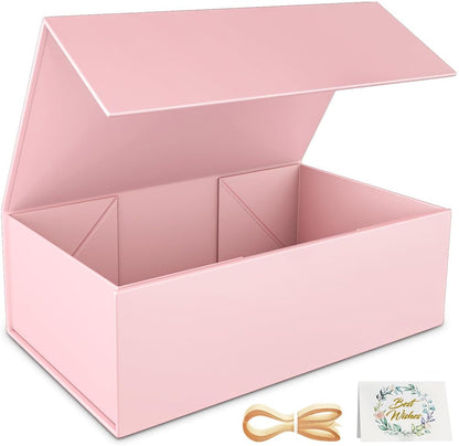 Black Gift Box, 9.5x6x3 Inch Gift boxes for Presents with Lids Magnetic Closure Rectangle Collapsible for Groomsman Proposal Box, Wedding, Christmas, Halloween, Birthday Gifts Packging