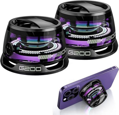 2 Pack G200 Magnetic Bluetooth Speakers with RGB Lights, Wireless Portable Dual Speakers for Stereo Sound, Bluetooth 5.3, Magnetic Mount & Phone Stand, Waterproof, for Outdoor Camping, Home, Gifts