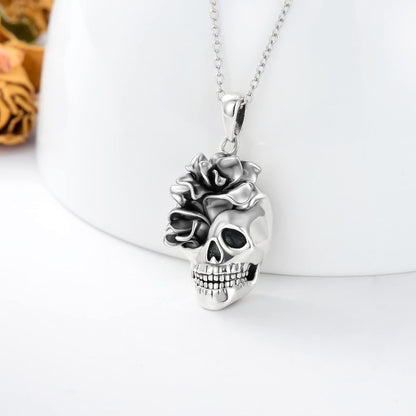 Seiyang Skull Necklace 925 Sterling Silver Gothic Pendant Jewelry Gift for Men Women (with Gift Box)