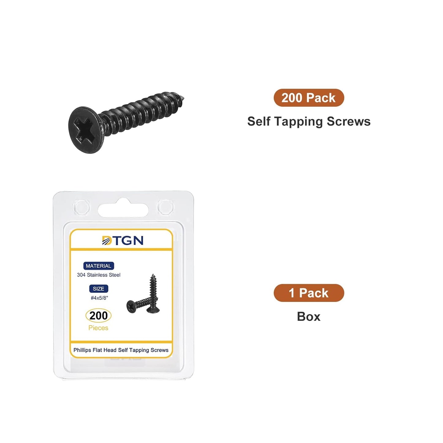 DTGN 100Pcs #6x1/2 Flat Head Wood Screws, 304 Stainless Steel Phillips Self Tapping Screws - Good for Woodworking, Furniture - Silver