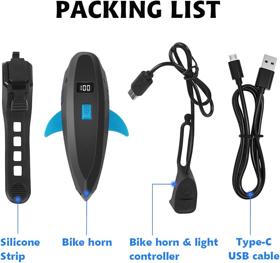 LESOVI Bike Horn with Light, 120dB Electric Bicycle Bell & 400LM Rechargeable Headlight, IPX4 Waterproof Kids Bike Accessories for Boys/Girls, Scooters