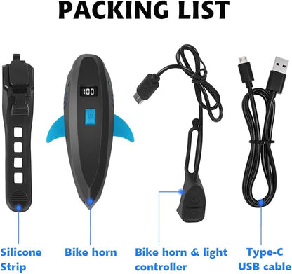 LESOVI Bike Horn with Light, 120dB Electric Bicycle Bell & 400LM Rechargeable Headlight, IPX4 Waterproof Kids Bike Accessories for Boys/Girls, Scooters