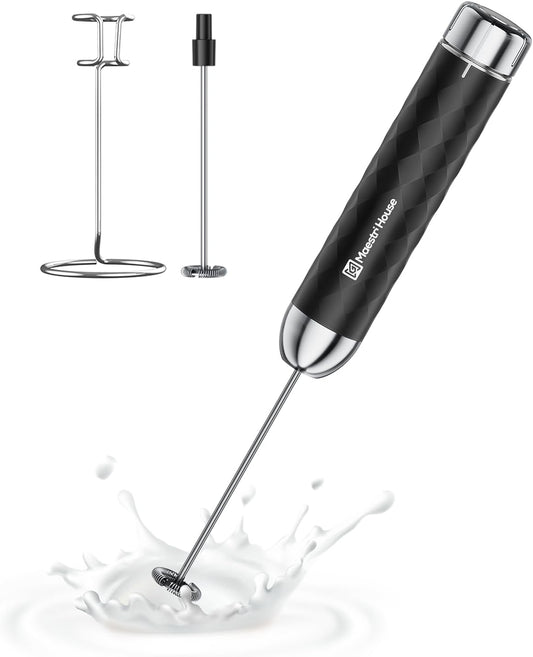 MHMF07 Rechargeable Milk Frother with Stepless Speed Control, LunaFro Max Handheld Electric Foam Maker Waterproof Drink Mixer Foamer for Lattes, Cappuccino (Black)