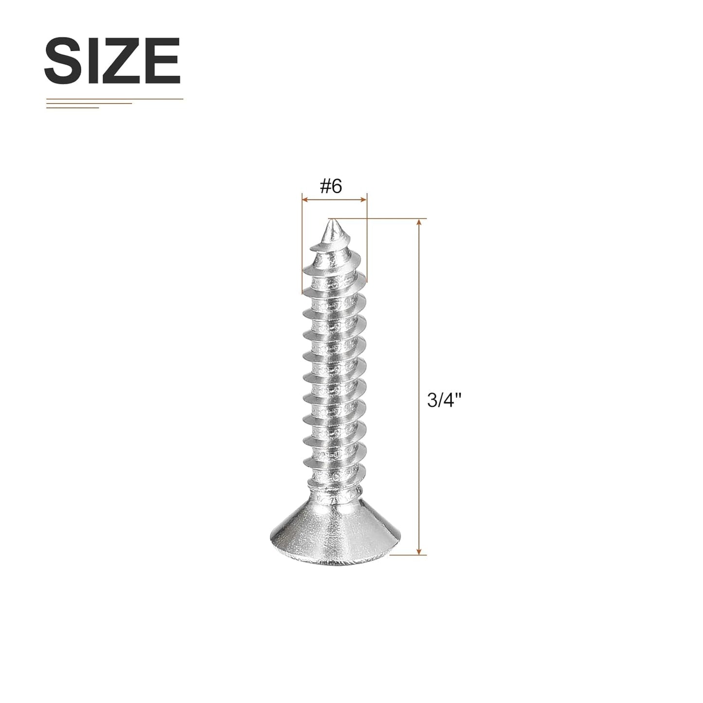 DTGN 100Pcs #6x1/2 Flat Head Wood Screws, 304 Stainless Steel Phillips Self Tapping Screws - Good for Woodworking, Furniture - Silver